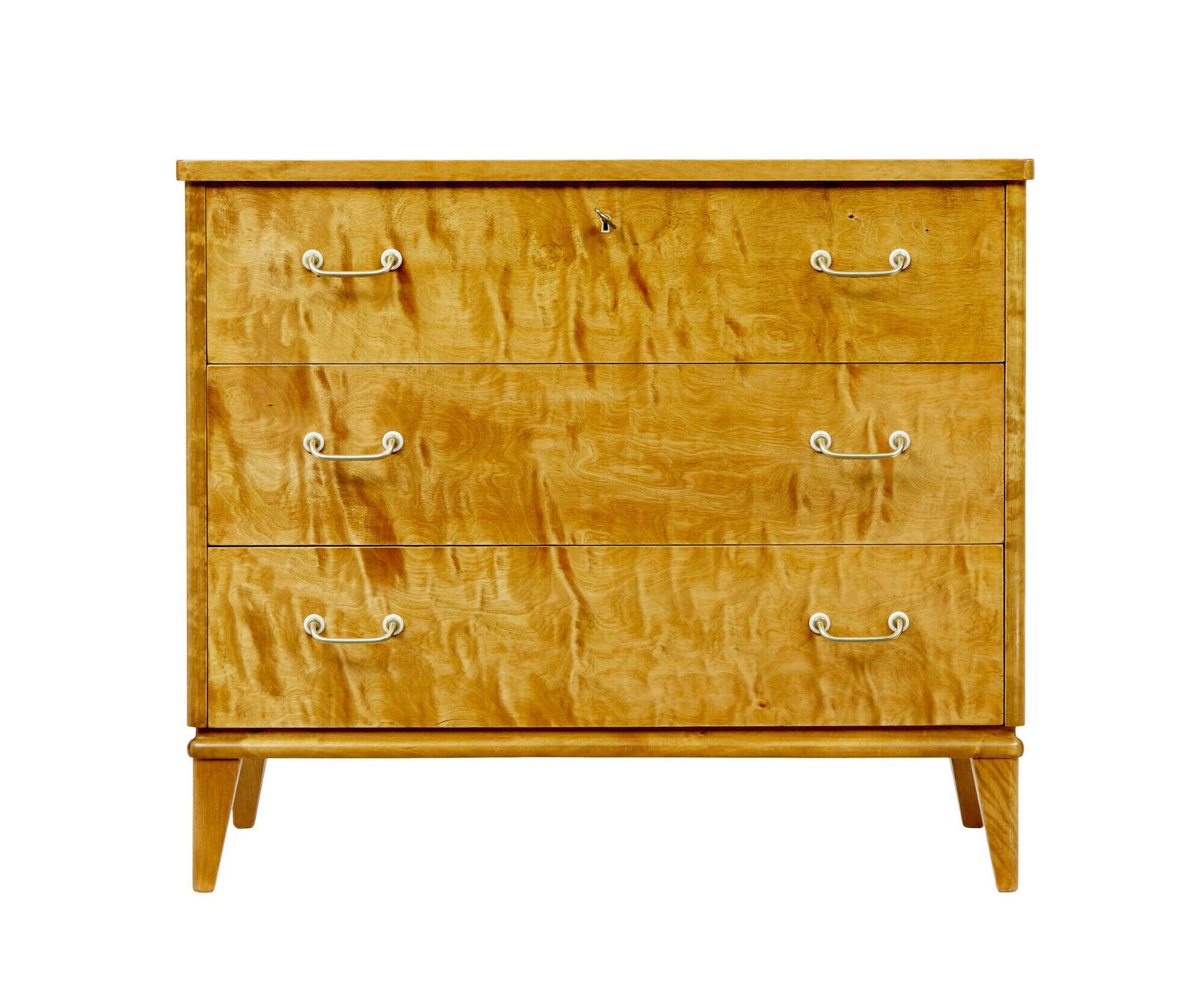 Mid Century Scandinavian Tiger Birch Chest Of Drawers photo vinterior