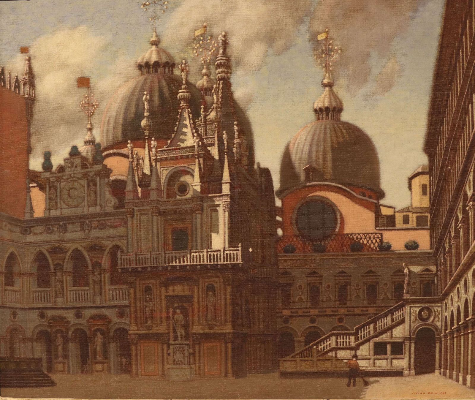 “The Man With The Broom” – Venetian View Of The Palazzo Ducale By Vivian Bewick photo furniture