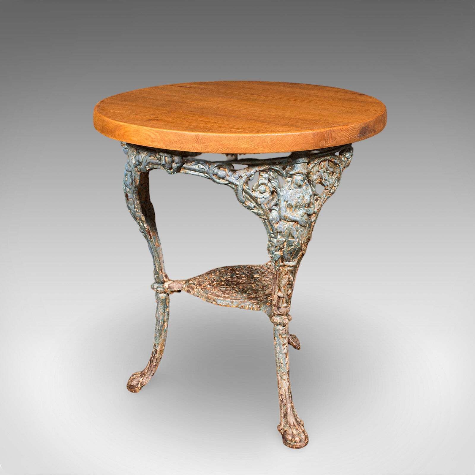 Antique Tavern Table, English, Pine, Cast Iron, Britannia, Pub, Victorian, 1880 photo for sale