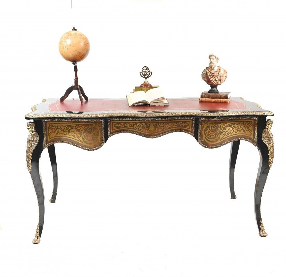 Shaped Boulle Bureau Plat Desk French Interiors