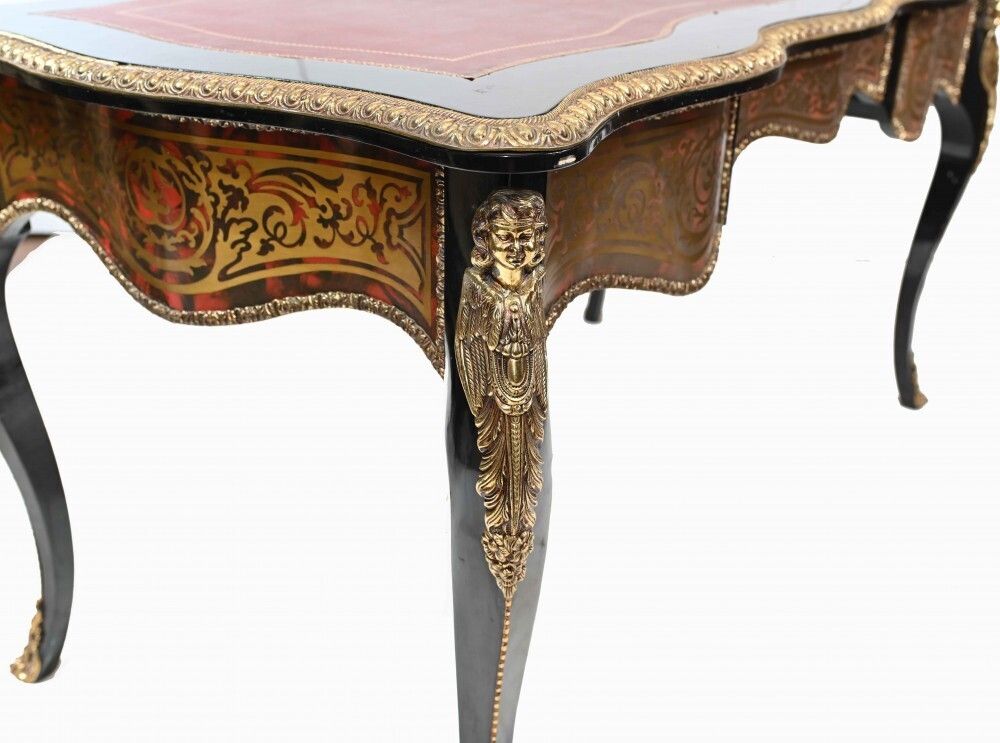 Shaped Boulle Bureau Plat Desk French Interiors photo buy