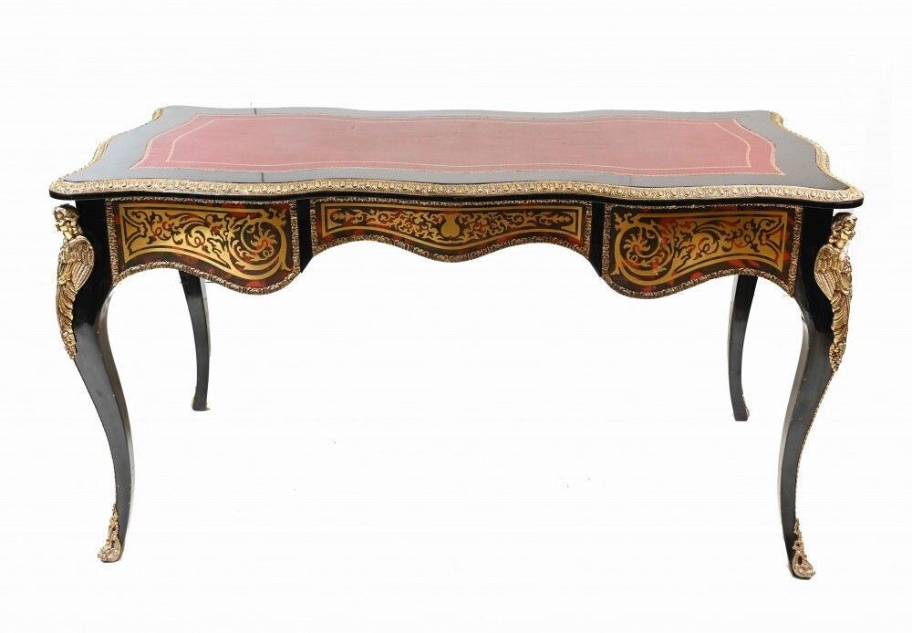 photo furniture Shaped Boulle Bureau Plat Desk French Interiors