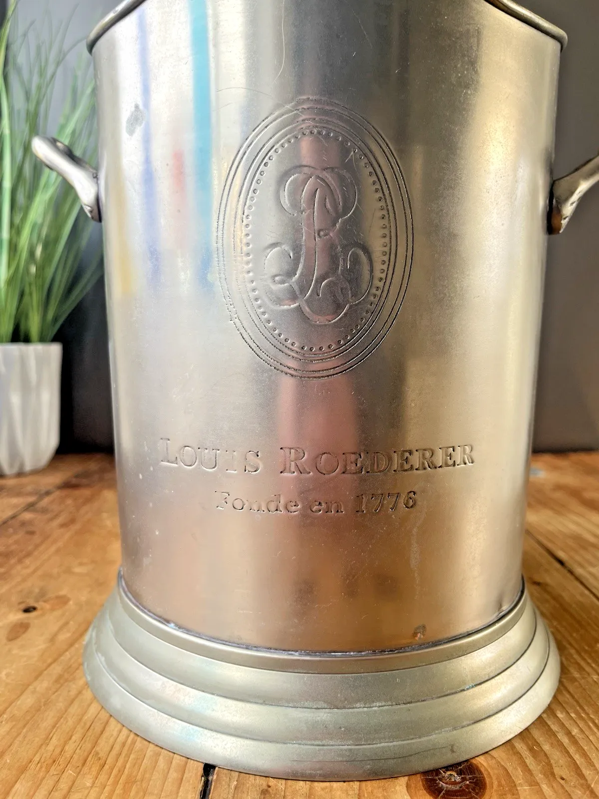 Antique Art Deco Silver Plated Louis Roederer Champagne Bottle Ice Bucket Cooler photo furniture