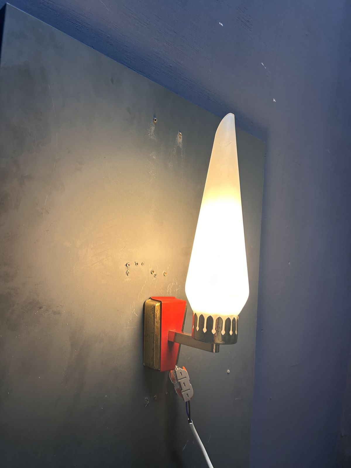 Stil Novo Opaline Glass And Brass Sconces, 1950s, Italy   Set Of 2 photo for sale