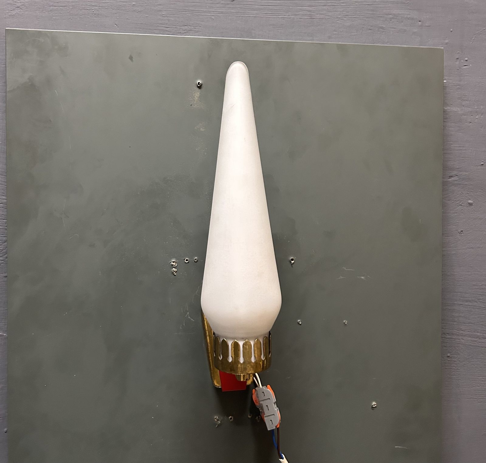 Stil Novo Opaline Glass And Brass Sconces, 1950s, Italy   Set Of 2 photo Lighting