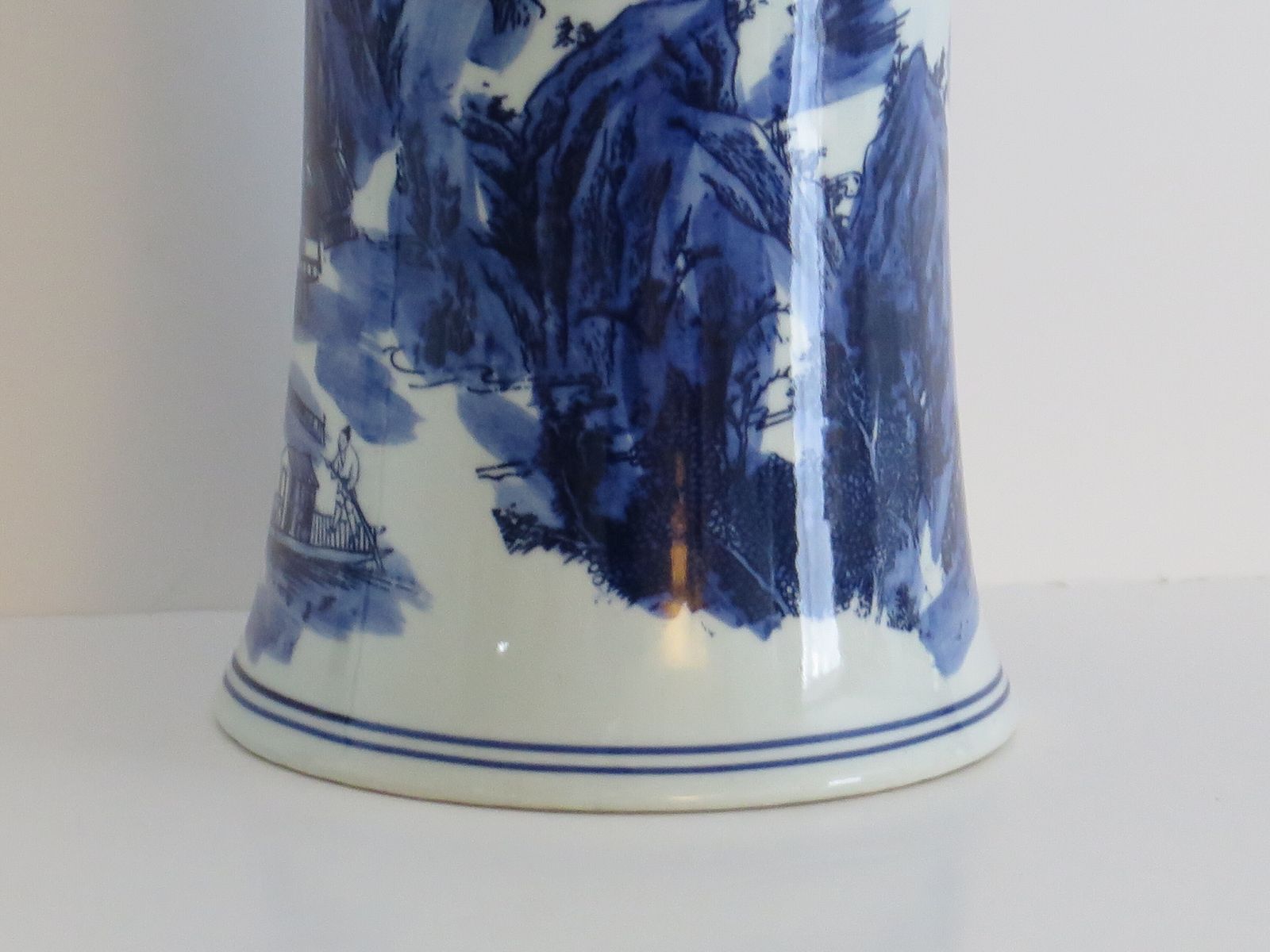 photo furniture Large Chinese Porcelain Beaker Vase Blue And White Landscape Scene, Six Character Mark, 20th Century