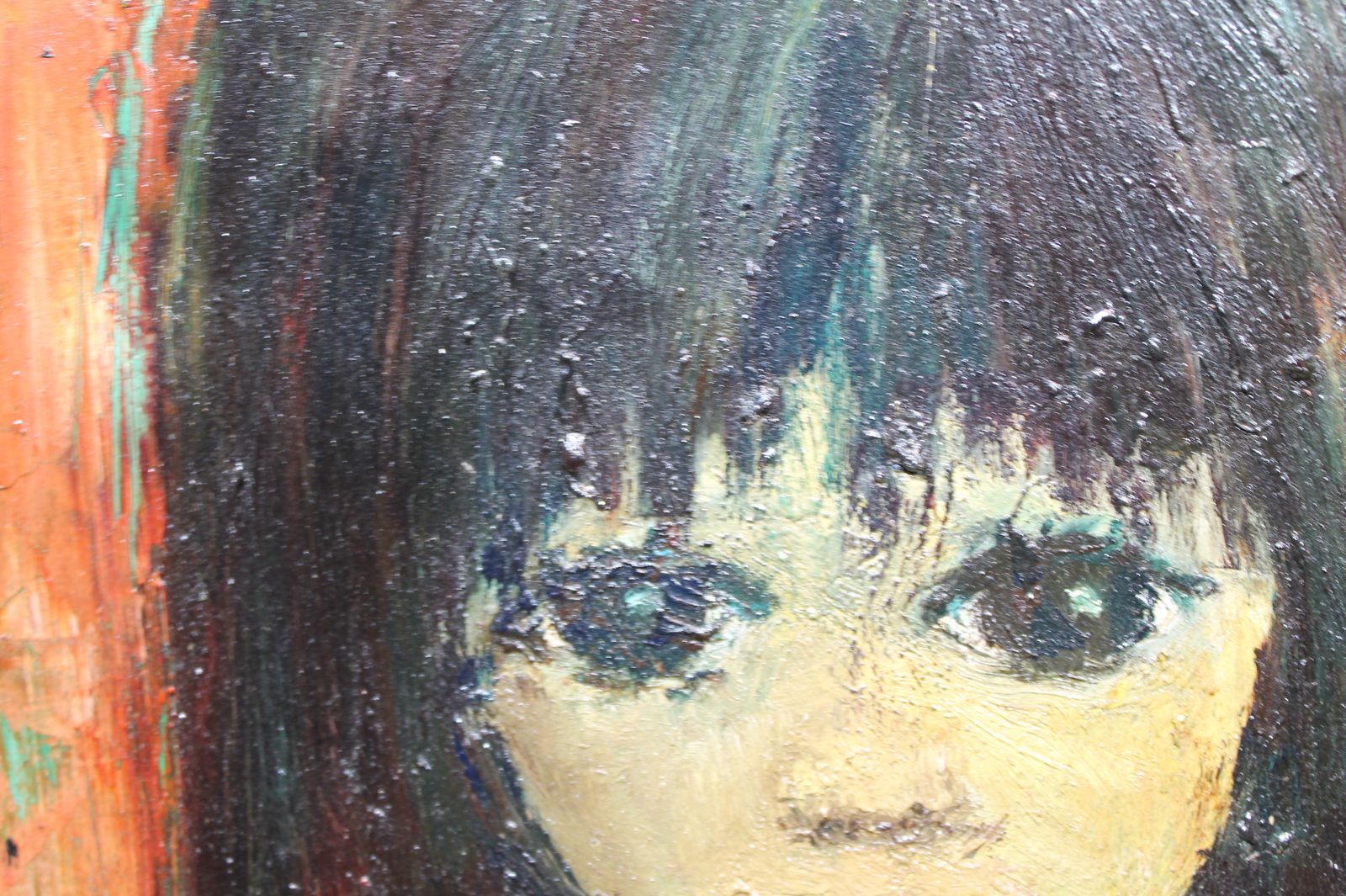 Modern Art. Portrait Of A Melancholy Girl Signed Xavier Bueno photo Art