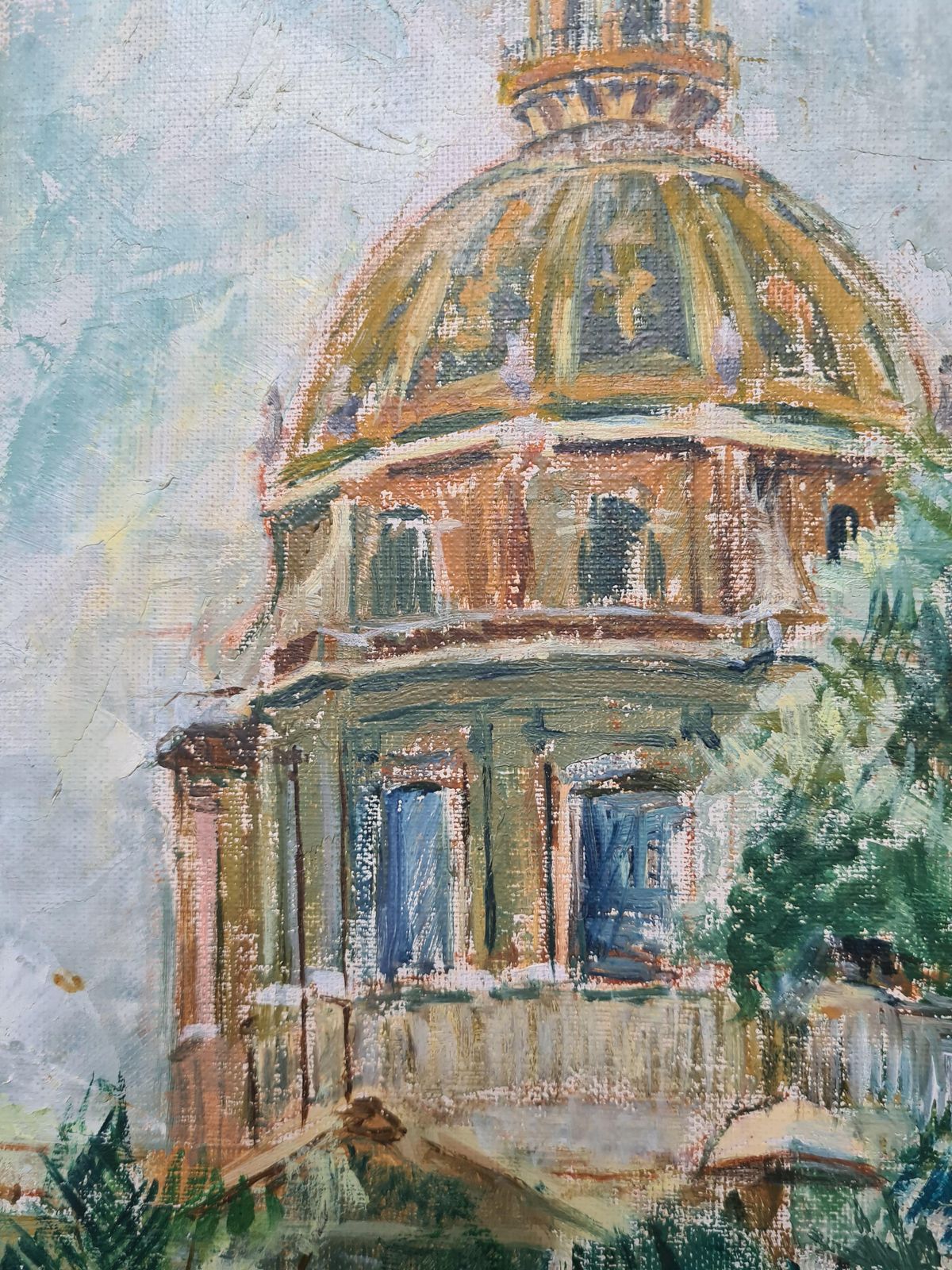 Les Invalides, Paris, Mid Century Modern Oil Painting On Canvas photo furniture