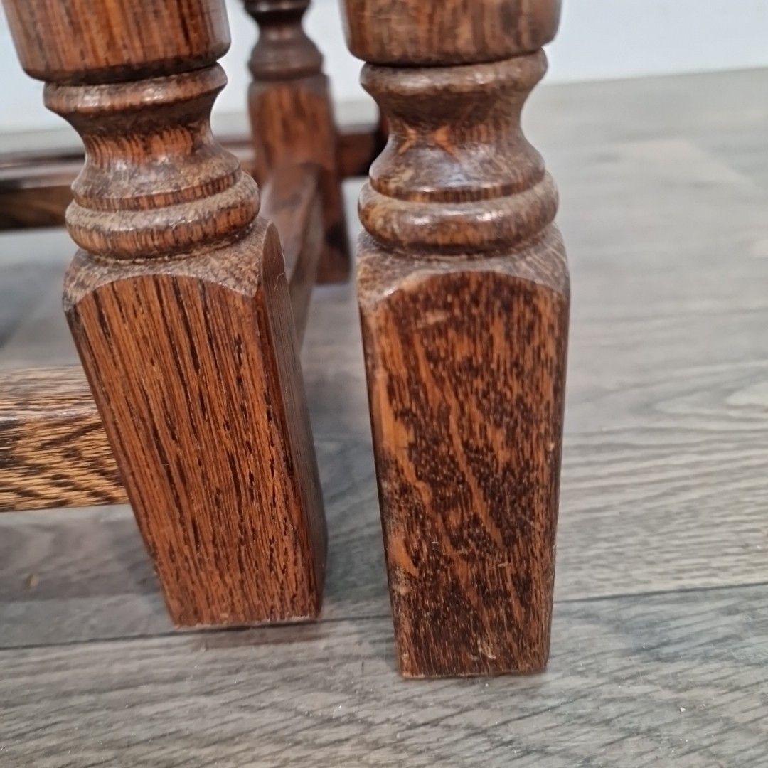 photo for sale Antique Nest Of Tables Oak Wooden Turned Legs Arts & Crafts Side Lamp Vintage