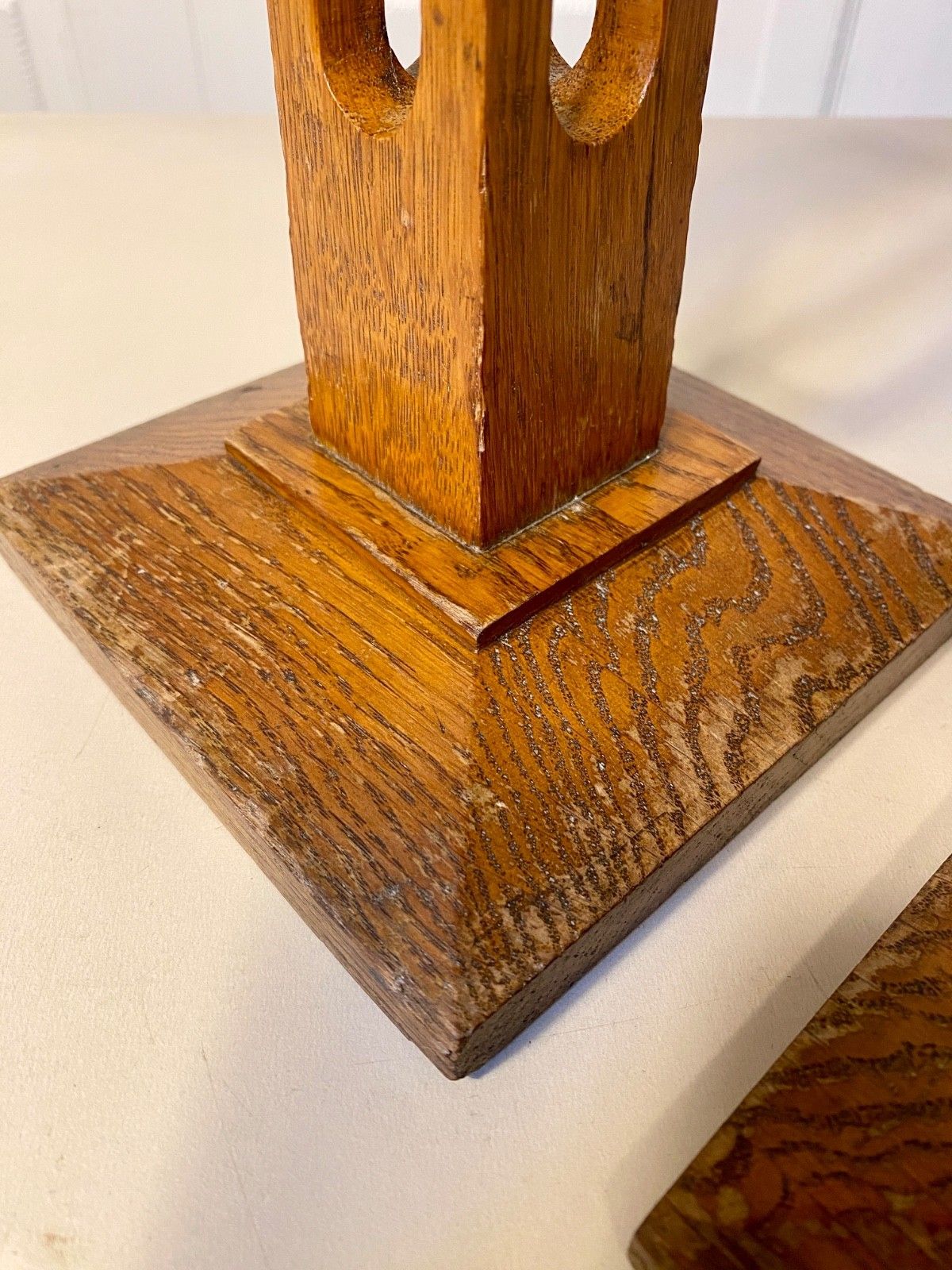 photo furniture A Pair Of Antique Arts & Crafts English Oak Statue / Display Stands, Pedestal.