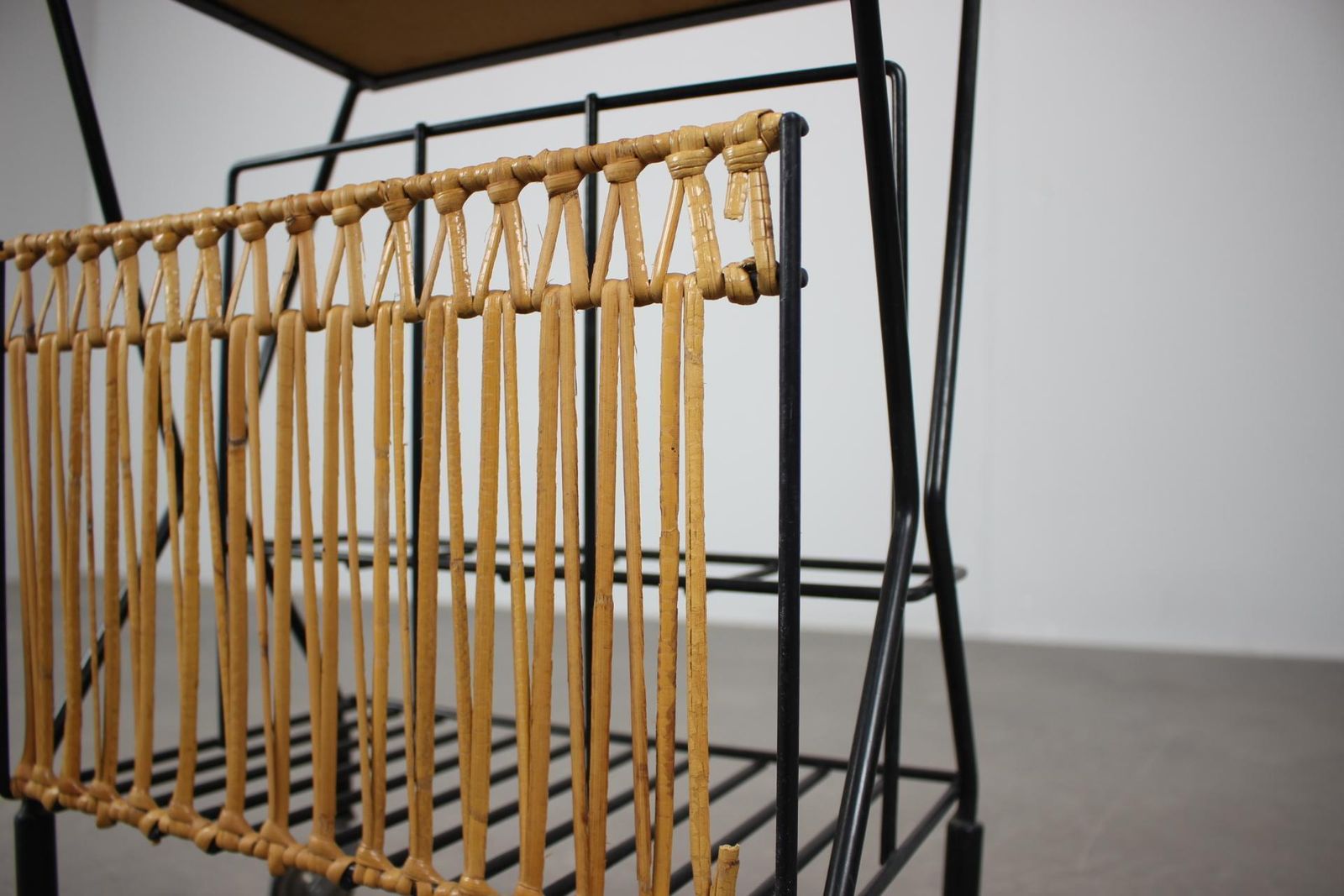 photo furniture Mid Century Rolling Magazine Rack Cart, 1970s, Czechoslovakia