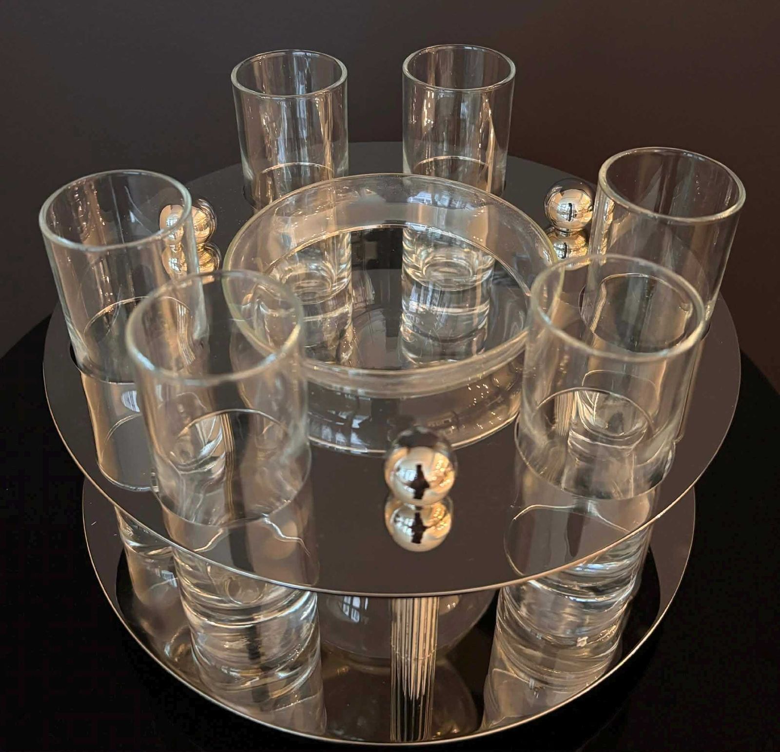 Caviar Server Set With 6 Shot Glasses, Stainless Steel Holder, Made In Italy photo buy