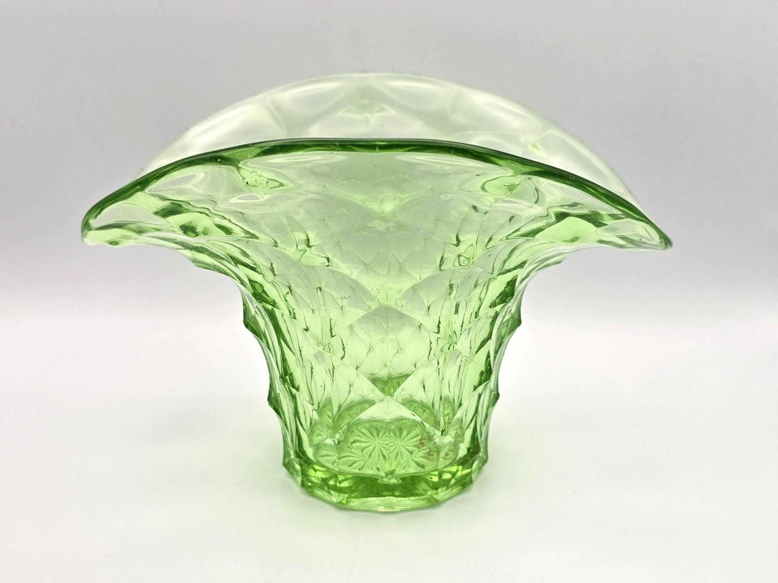 Antique Uranium Glass Vase   "Top Hat" Flower Vase   Uv Active   1920s Czech photo 50.0
