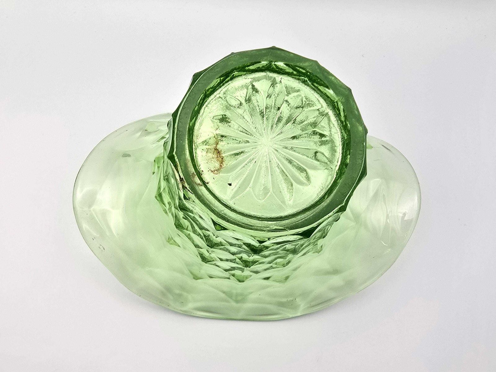 photo for sale Antique Uranium Glass Vase   "Top Hat" Flower Vase   Uv Active   1920s Czech