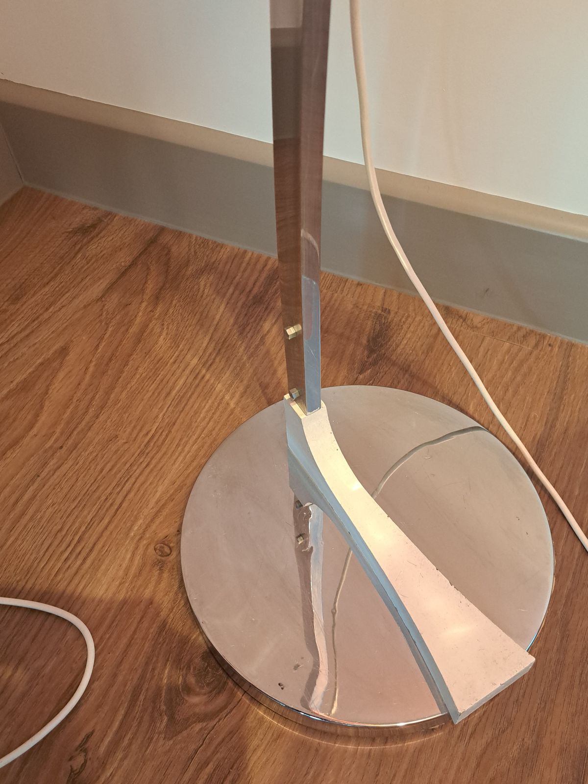 German (Solken Leutchten) Mid Century Arc Floor Lamp With Orange Plexiglass Shade (Probably Goffredo Reggiani) photo vinterior