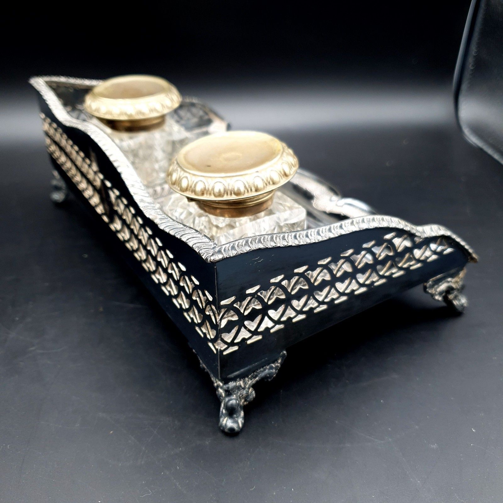 Antique B.H.A Edwardian Inkwell Silver Plate? Barnett Henry Abrahams Inkwell L23 photo buy