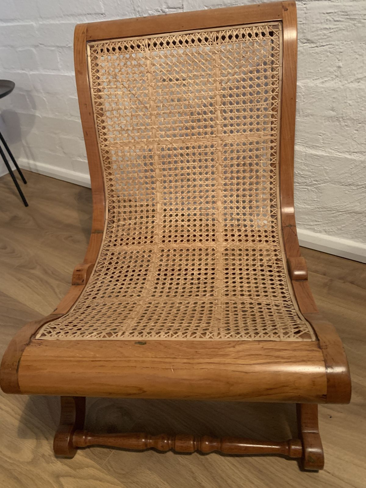 Small Wooden Rattan Lounge Chair photo furniture