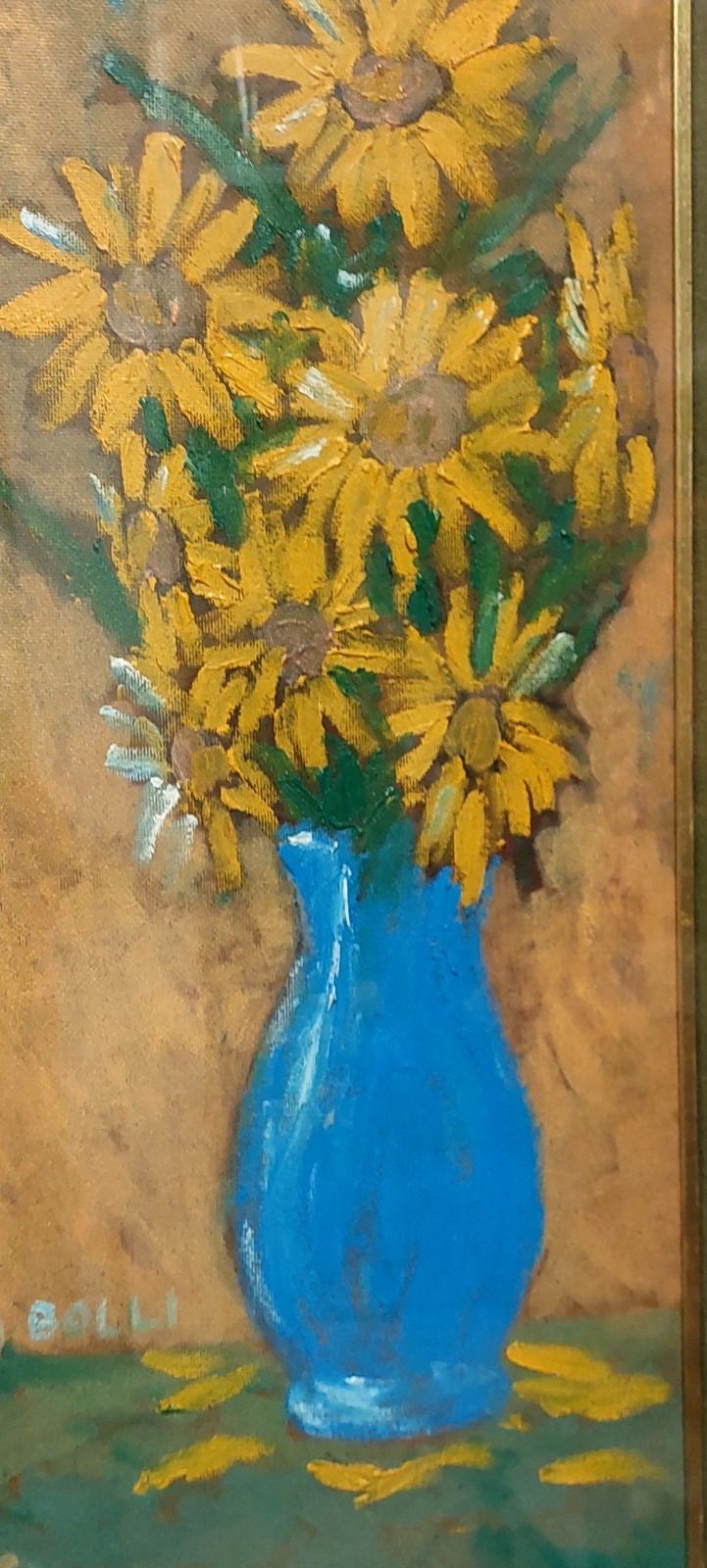photo furniture Oil On Faesite, Flower Vase Gerolamo Stamps (Pisa 1933 2009)