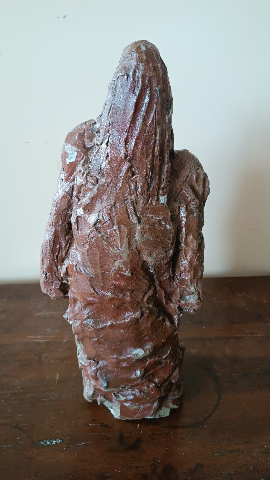 Abstract Sculpture Female Figure In Raw Painted Clay 60s/70s photo vintage