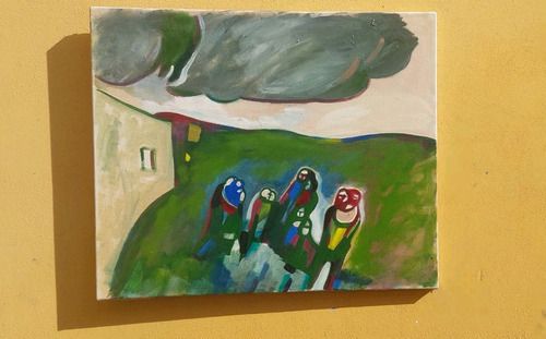 Oil On Canvas Abstract Painting Eros Bortolotti 'The Country Dance' 1994