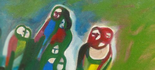 Oil On Canvas Abstract Painting Eros Bortolotti 'The Country Dance' 1994 photo for sale