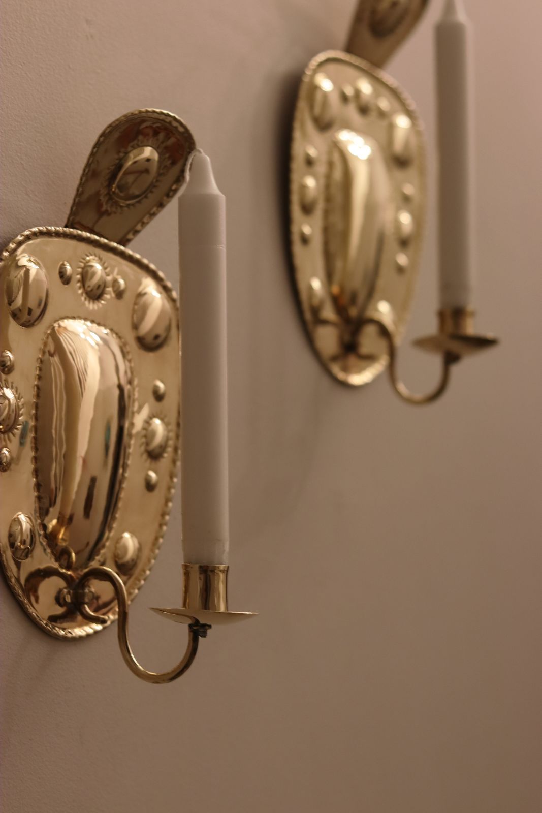 Pair Of Mid Century Swedish Brass Sconces By A W Borgh, 1950s. photo buy