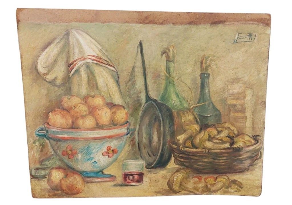 Painting Oil Roberto Pucci Years 50 Painting On 2 Sided Paesaggio Nature Still
