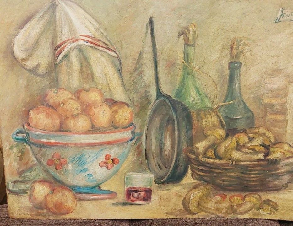 Painting Oil Roberto Pucci Years 50 Painting On 2 Sided Paesaggio Nature Still photo vintage