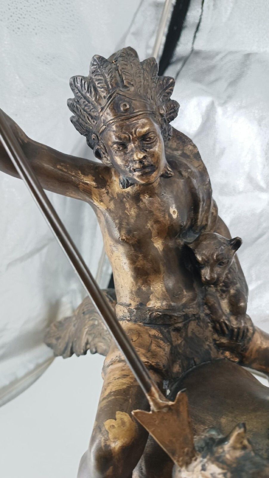 1031.0 Large Bronze Sculpture Depicting Indian On Horseback Thomas Campajola photo