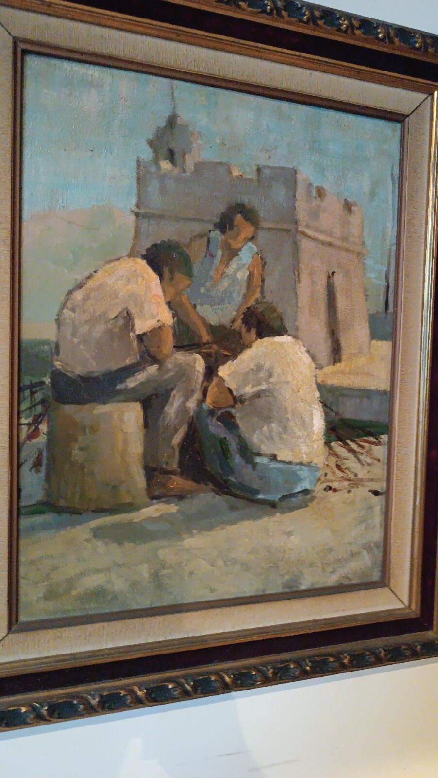 Oil Painting On Table Figures Livorno First Half 900 Unsigned photo 199.0