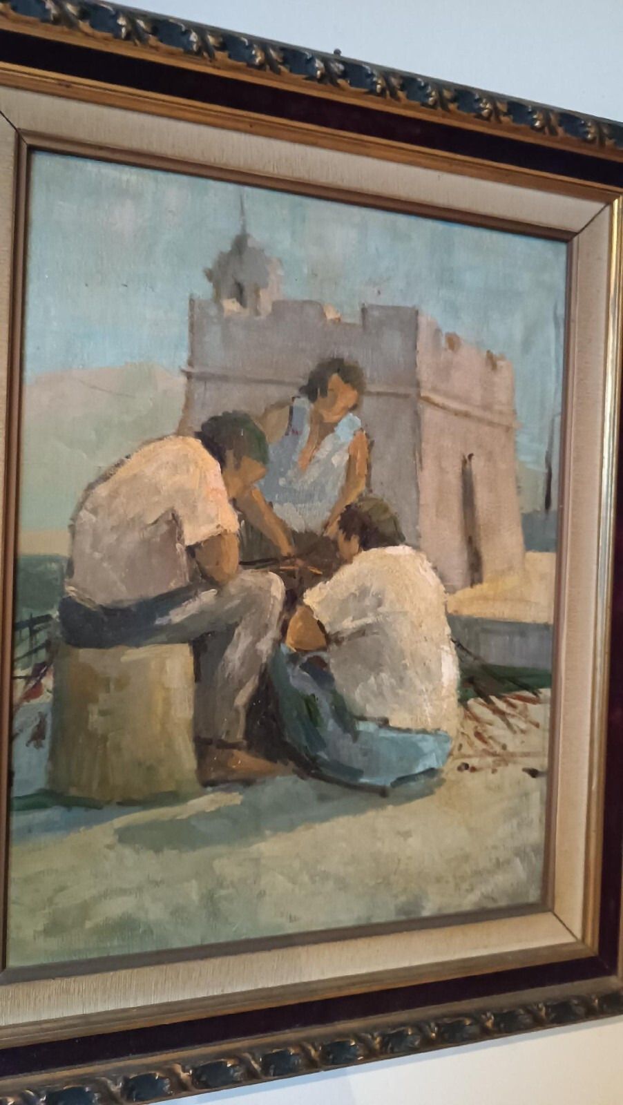 Oil Painting On Table Figures Livorno First Half 900 Unsigned photo vinterior