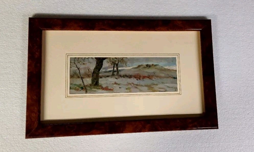 Landscape Painting Oil On Panel Early 900 Italy Antique Painting photo furniture