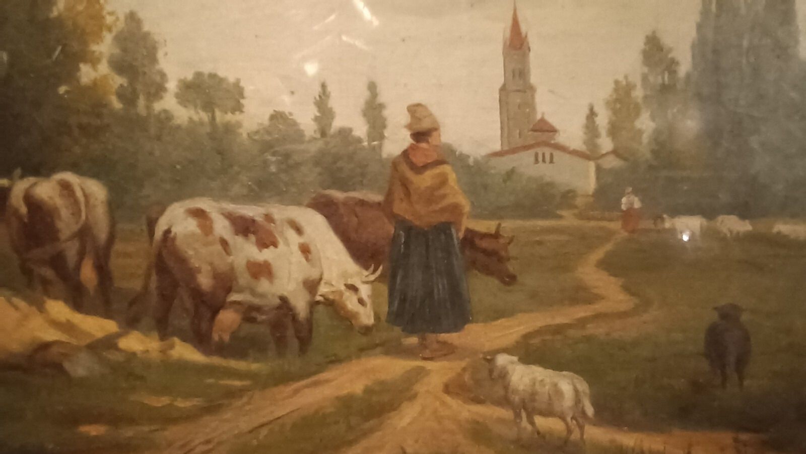 Antique Oil Painting On Canvas Late 800 Signed Piero Porrini photo buy