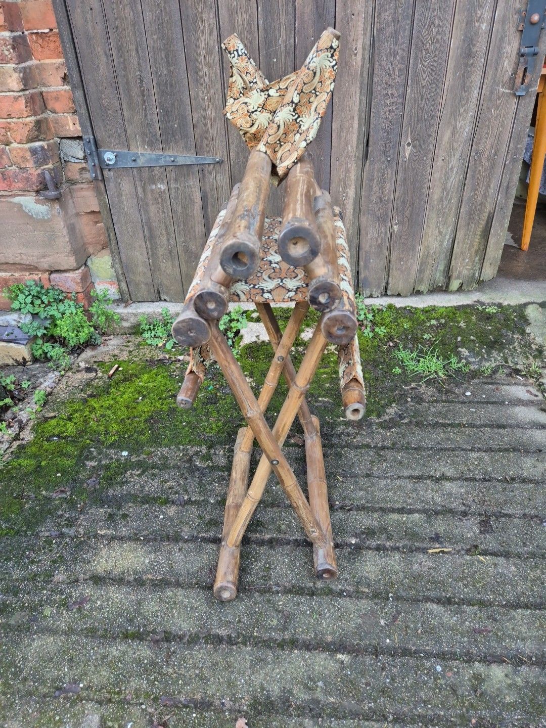 140.0 Vintage/Retro/Mid Century Bamboo/Cane Folding Directors Chair photo