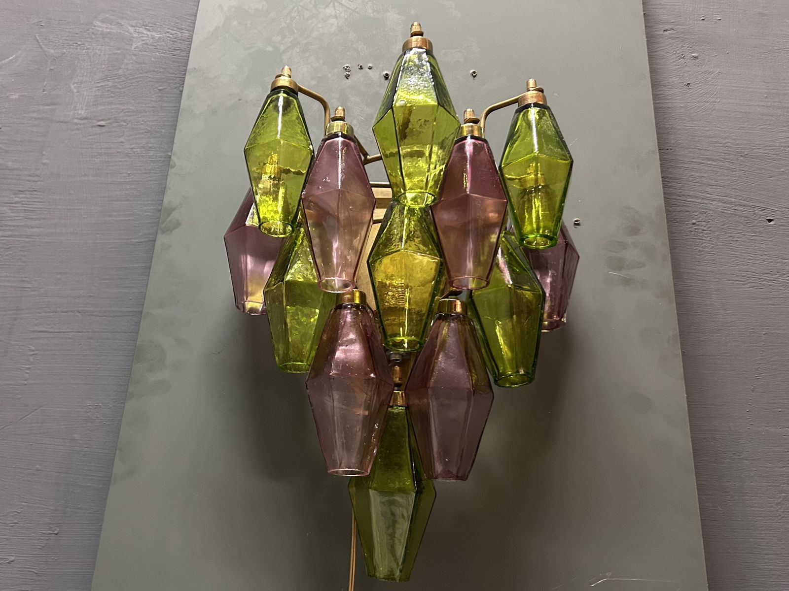 Murano Glass Poliedri Sconces, Italy, 1980s   Set Of 2 photo vintage