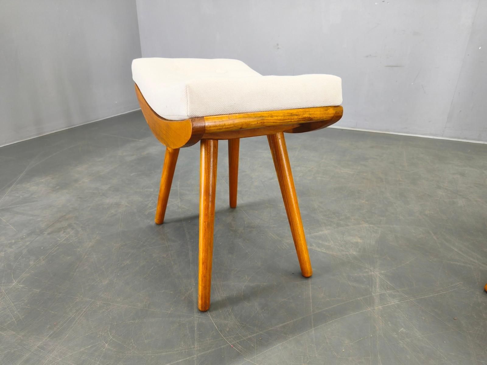 Pair Of Mid Century Maple Wood Stools, 1960s Czechoslovakia photo buy