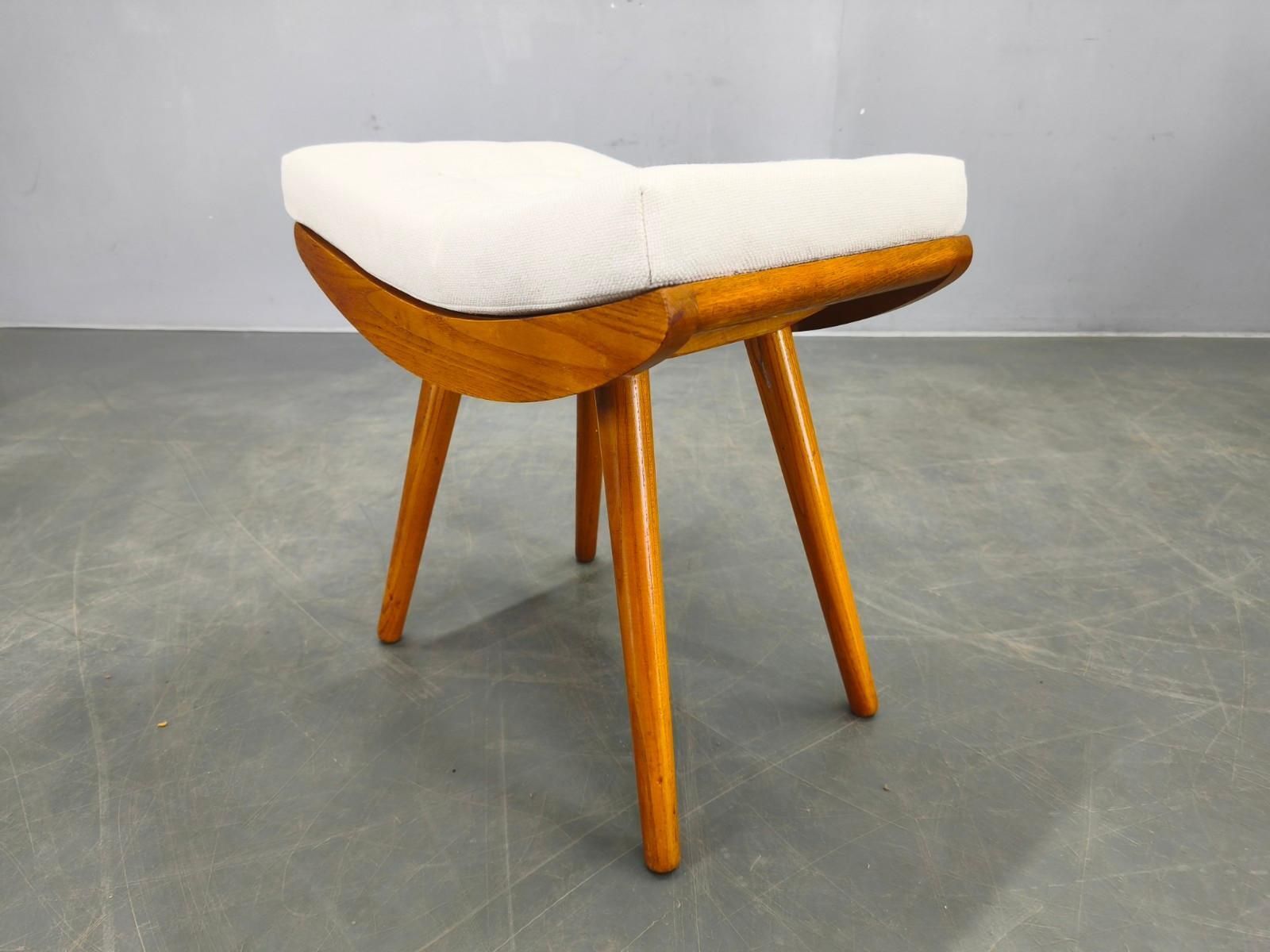 Pair Of Mid Century Maple Wood Stools, 1960s Czechoslovakia photo vintage