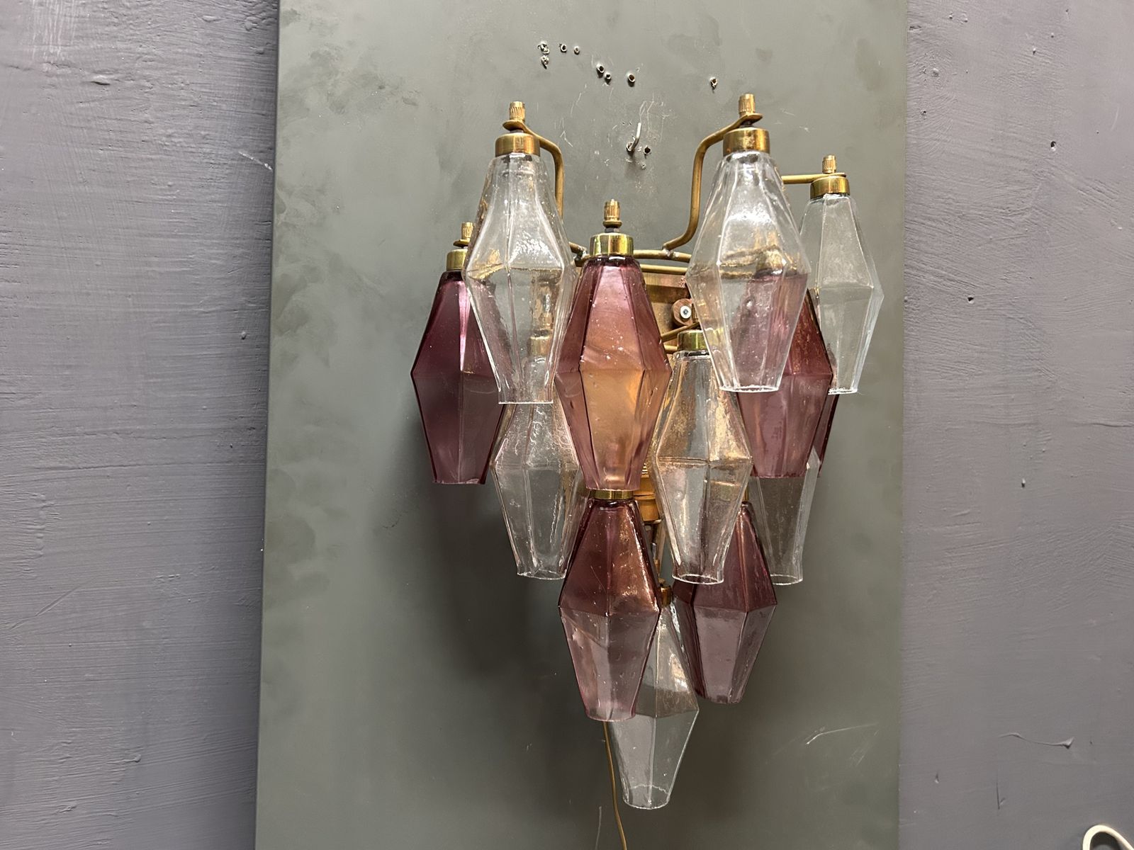 Murano Glass Poliedri Sconces, Italy, 1980s   Set Of 2 photo vintage