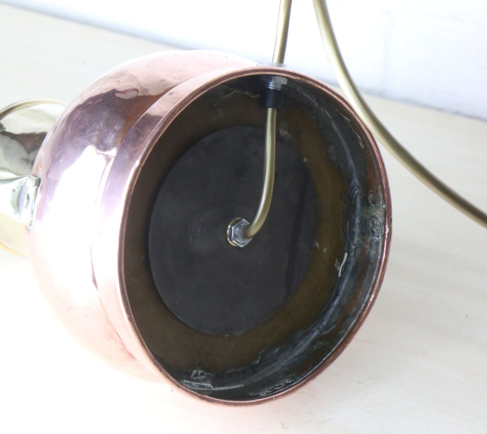 photo furniture Table Lamp Antique Brass And Copper  Twin Handled Urn Converted & Working