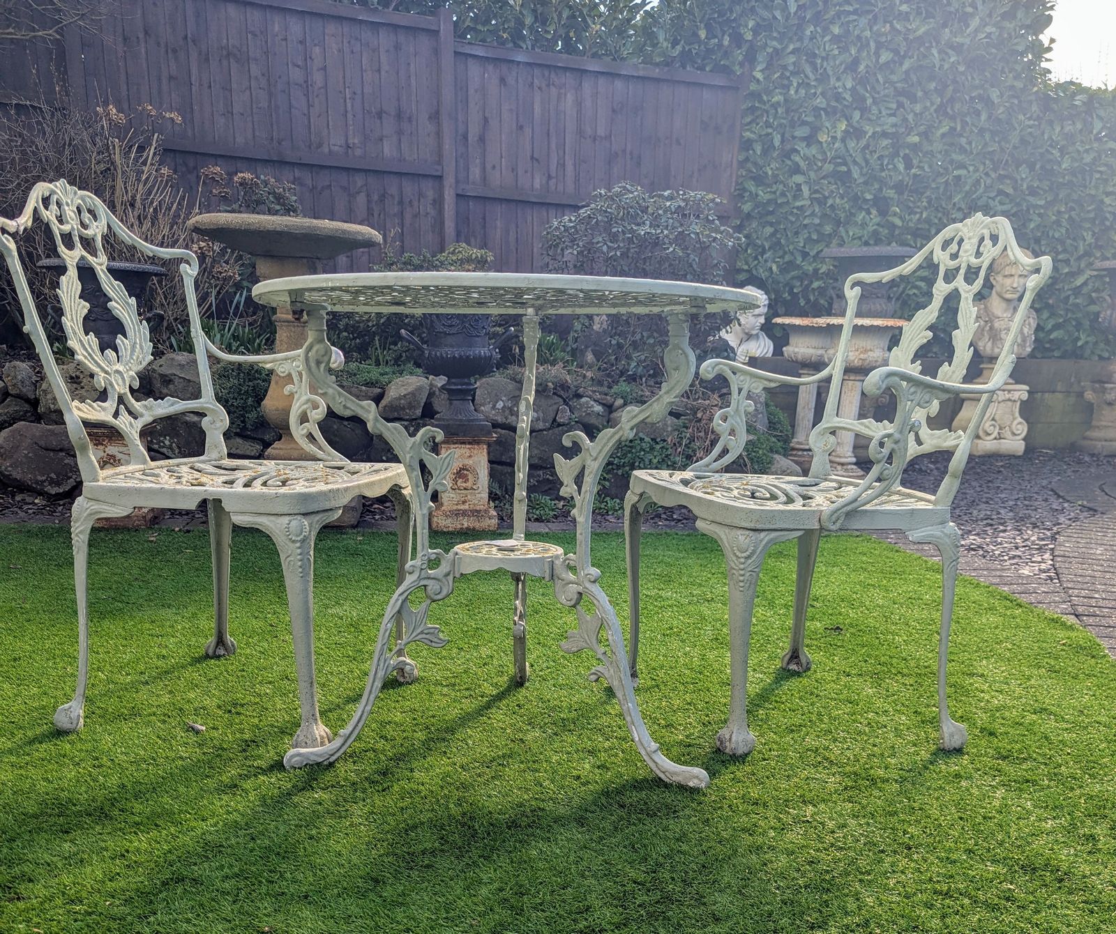 Regency Style Metal Terrace Set With Scrolling Pierced Detail Delivery In Uk 0089. photo for sale