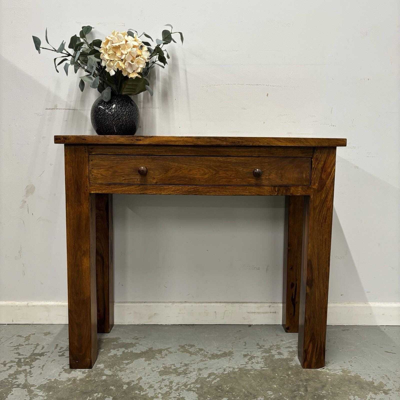 Mango Wood Rustic Console Table With Drawer – Farmhouse Hallway Table photo furniture