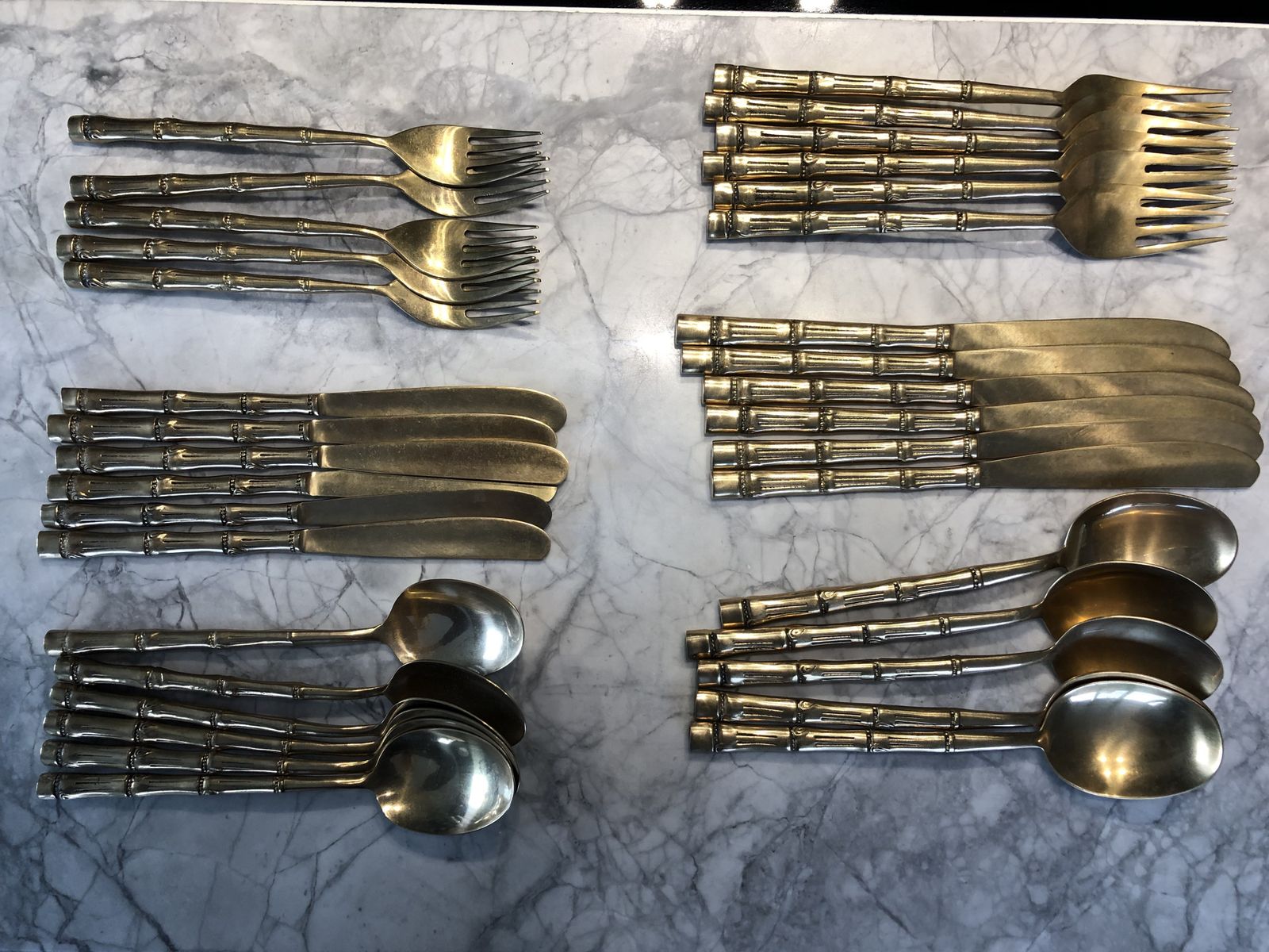 Brass Bamboo Style Cutlery photo for sale