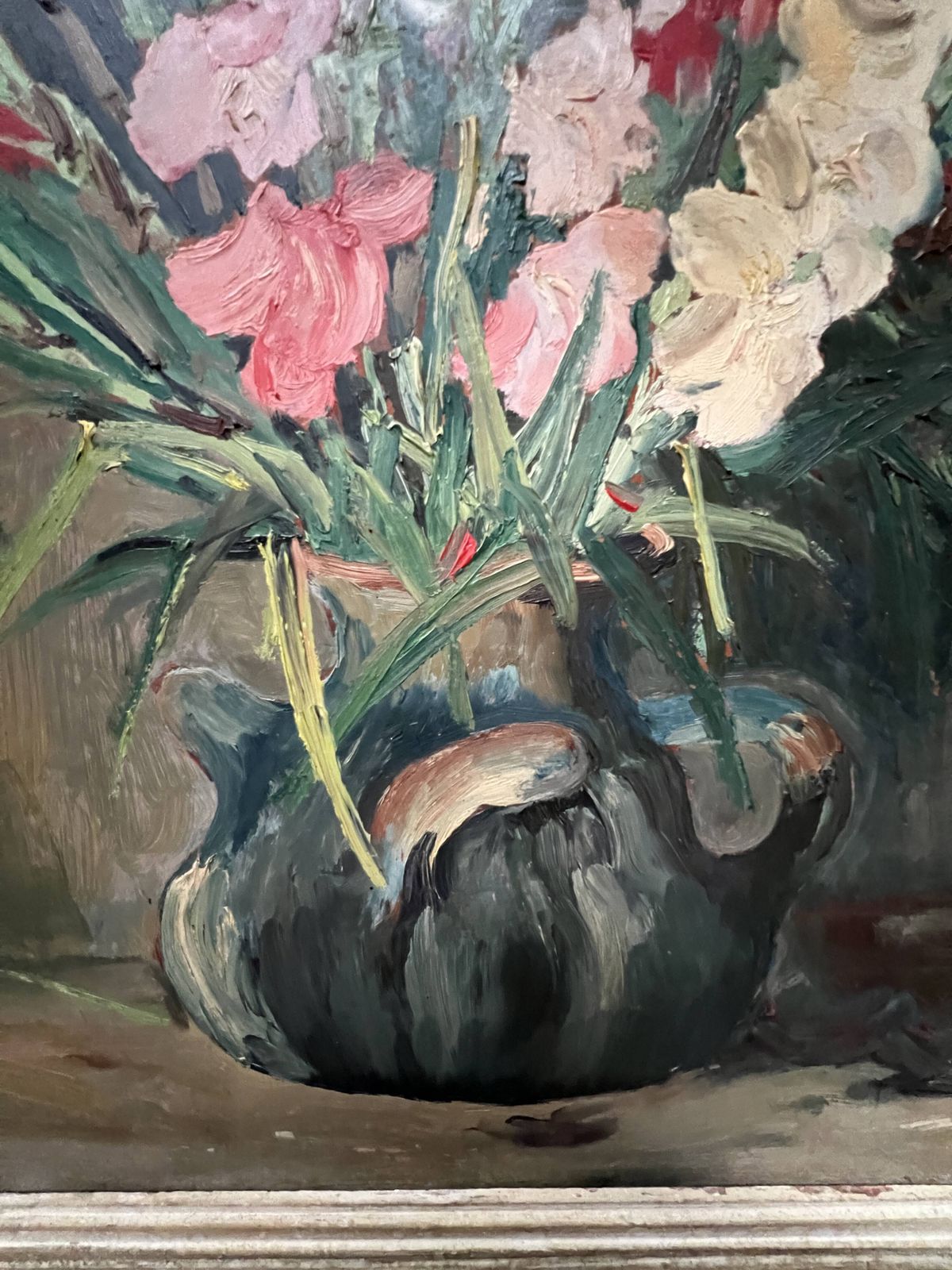 Oil On Isorel "The Bouquet Of Gladioli" Signed P. Arata 20th Century photo furniture