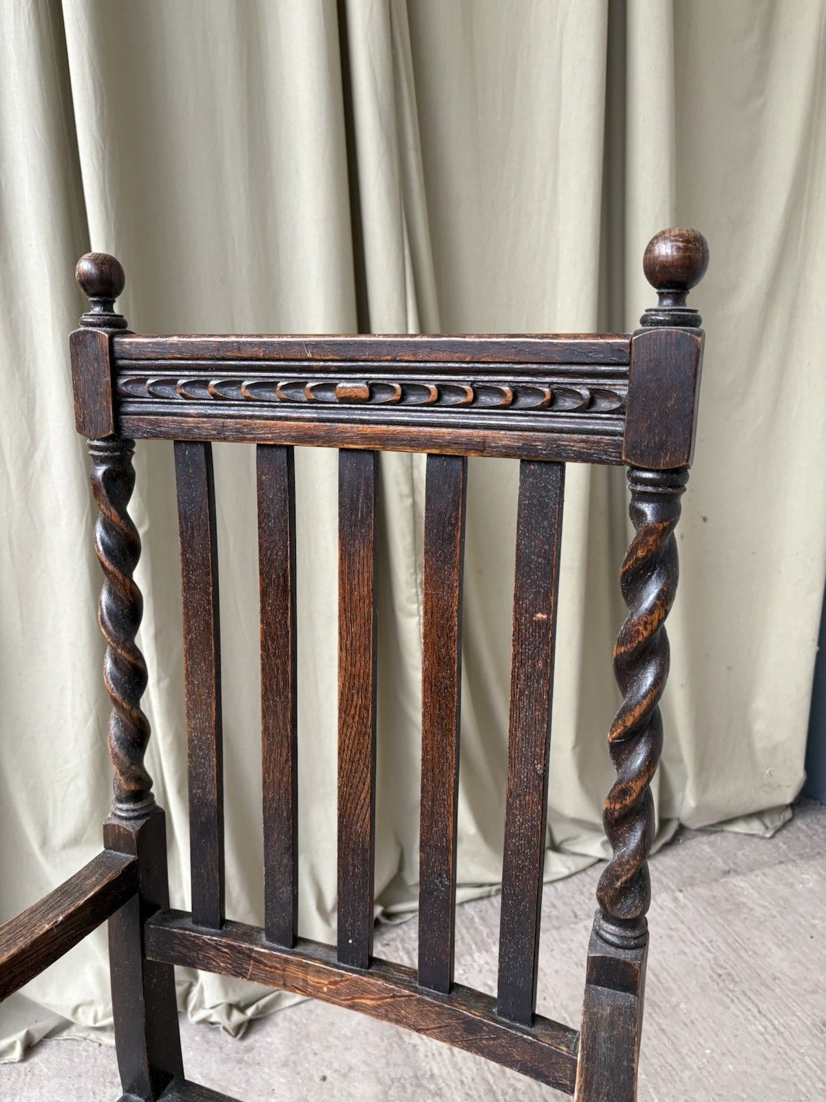 Vtg Antique Armchair Carved Oak Chair Retro R1090 photo 143.75