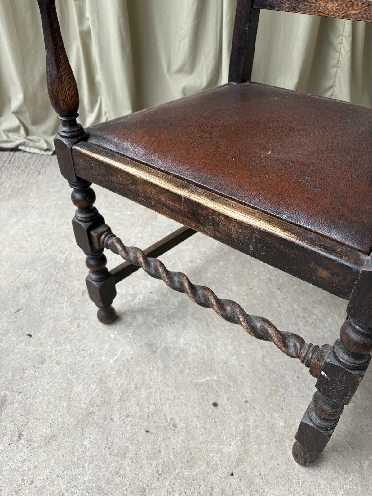 photo for sale Vtg Antique Armchair Carved Oak Chair Retro R1090