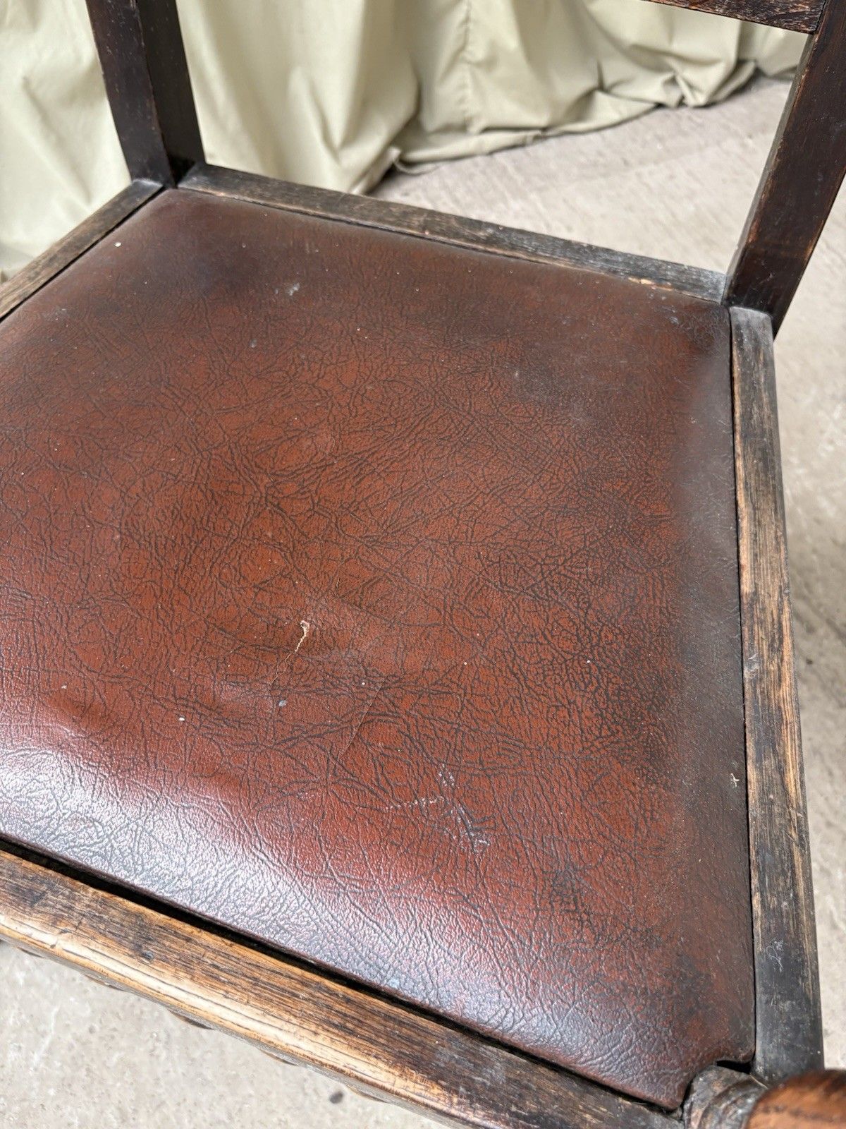 Furniture Vtg Antique Armchair Carved Oak Chair Retro R1090 photo