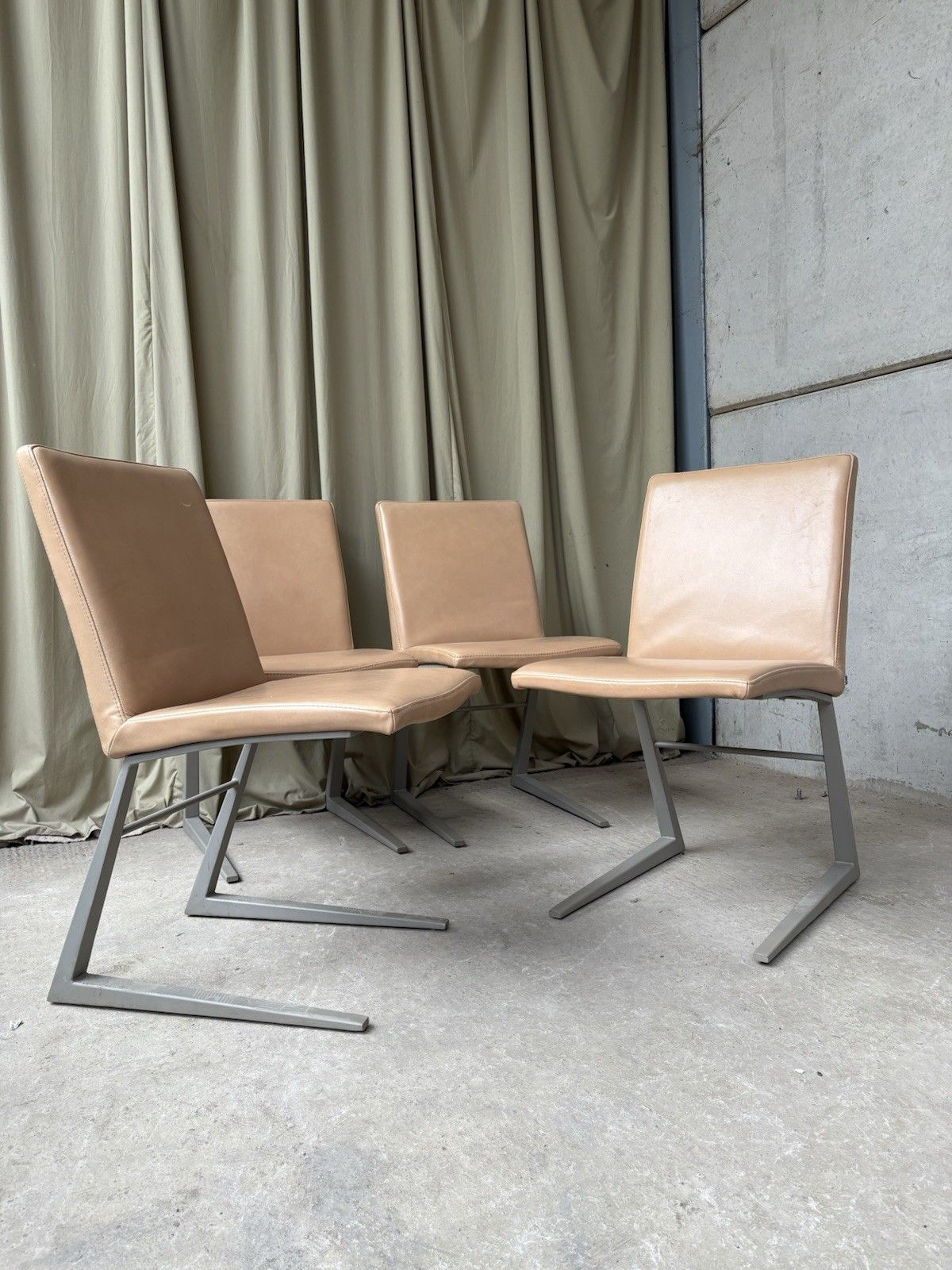 Vtg Mid Century Style Set 4 Leather Bo Concept Mariposa Dining Chairs R1095 photo for sale