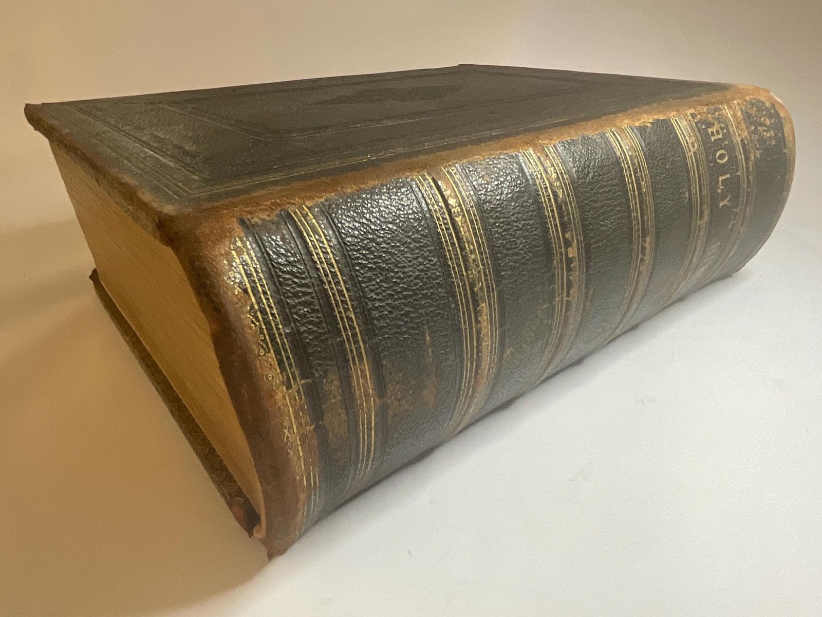 Huge Victorian Family Bible Lavishly Illustrated C1860, Heirloom Folio. photo furniture