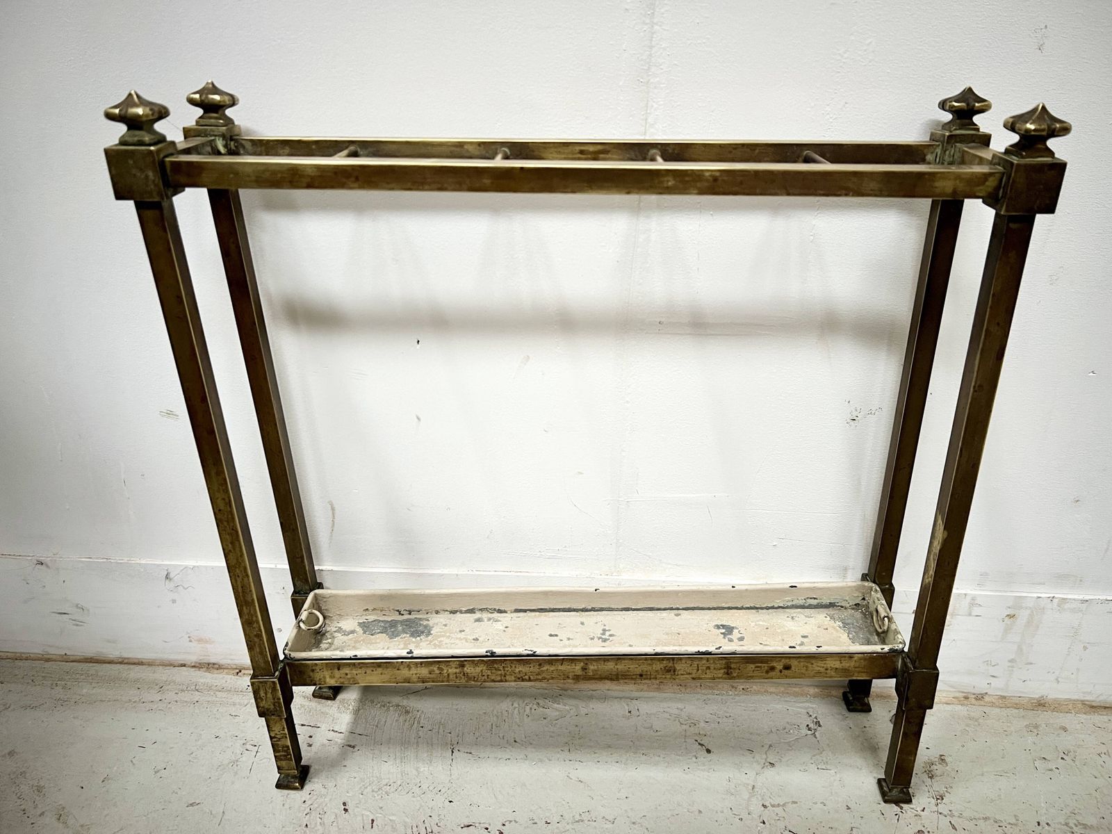 photo for sale Brass And Sheet Metal Umbrella Stands From The 20th Century.