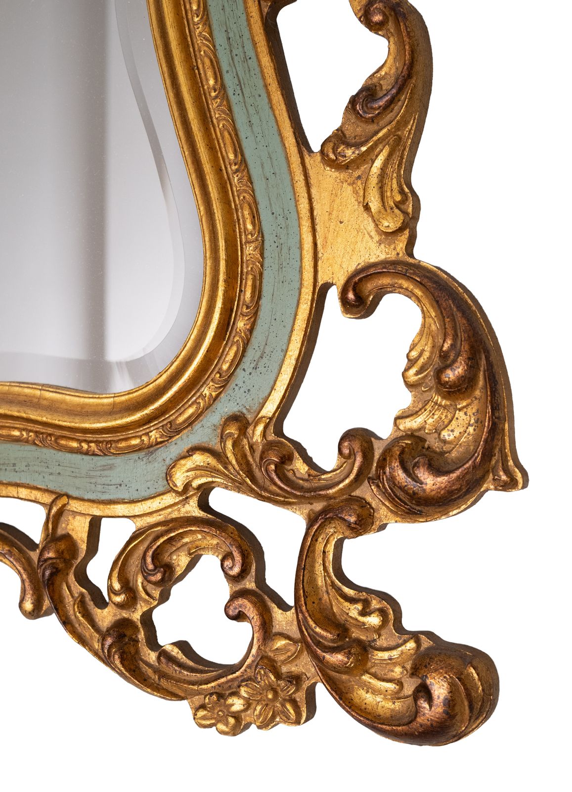 Baroque Gilded Louis XV Style Beveled Mirror With " Brevete" Label, 1950s photo for sale